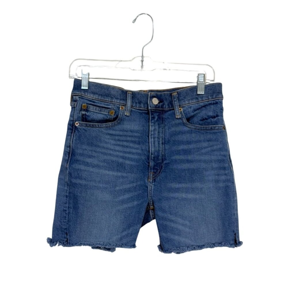 Polo Ralph Lauren Size 28 Denim Cut-Off Mid-Rise Shorts Riding Jeans Logo Patch - Picture 1 of 9